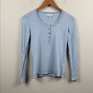Reiss cashmere wool Light Blue Long Sleeve Henley Top medium